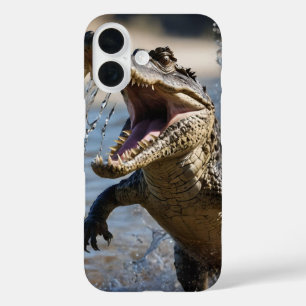Scary Jaws: Australian Crocodile Leaping iPhone 16 Case