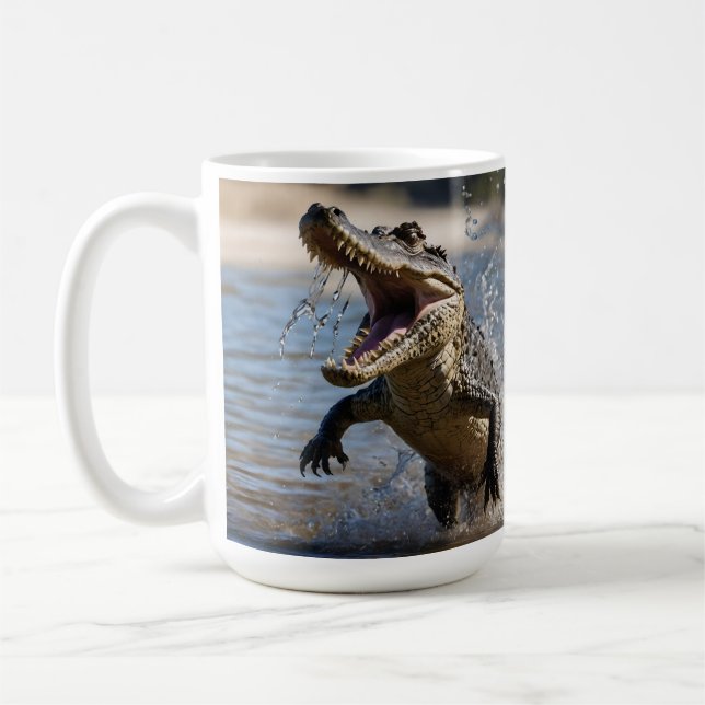 Scary Jaws: Australian Crocodile Leaping Coffee Mug (Left)
