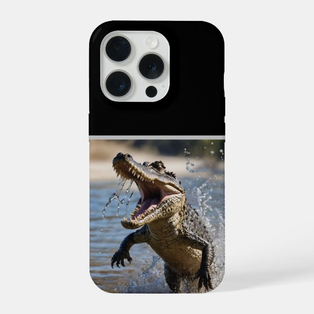 Scary Jaws: Australian Crocodile Leaping iPhone Case (Back)