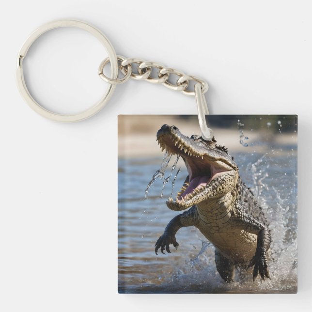 Scary Jaws: Australian Crocodile Leaping Key Ring (Front)
