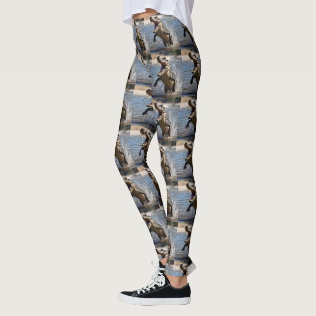 Scary Jaws: Australian Crocodile Leaping Leggings (Left)