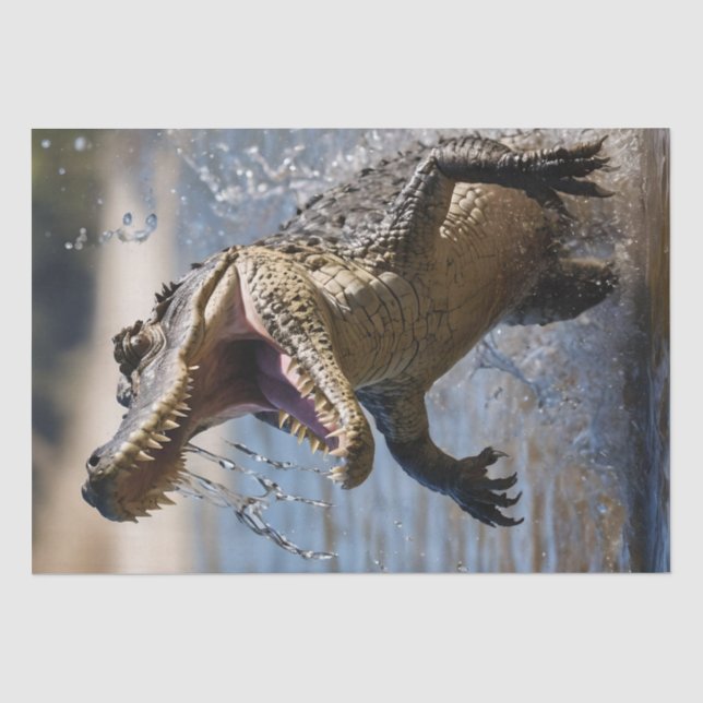 Scary Jaws: Australian Crocodile Leaping Tissue Paper (Front)