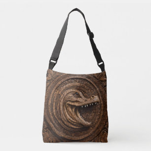 Scary Jaws: Australian Crocodile Wood Print Crossbody Bag