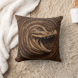Scary Jaws: Australian Crocodile Wood Print Cushion