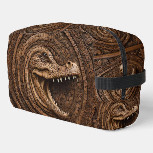 Scary Jaws: Australian Crocodile Wood Print Dopp Kit