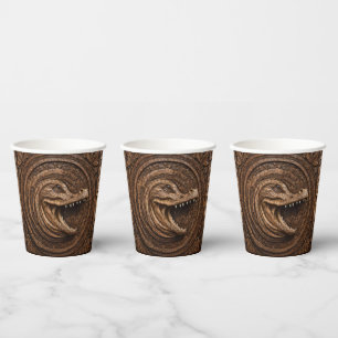 Scary Jaws: Australian Crocodile Wood Print Paper Cups