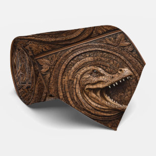 Scary Jaws: Australian Crocodile Wood Print Tie