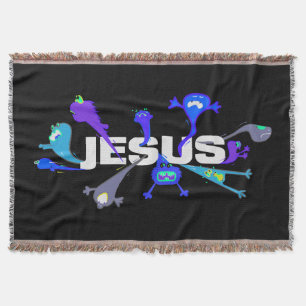 Scary Jesus Nights Throw Blanket