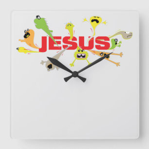 Scary Jesus Square Wall Clock