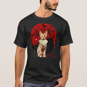 Scary Kitten Clown Cat Halloween Costume T-Shirt