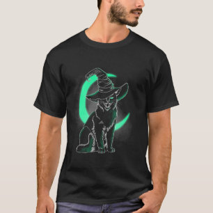 Scary Kitten Witch Hat Moon Cute Halloween Cat T S T-Shirt