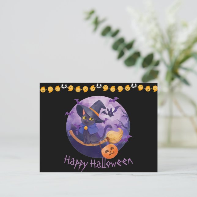 Scary Kitty Halloween Postcard (Standing Front)