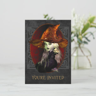Scary Little Witch Halloween Party Invitation