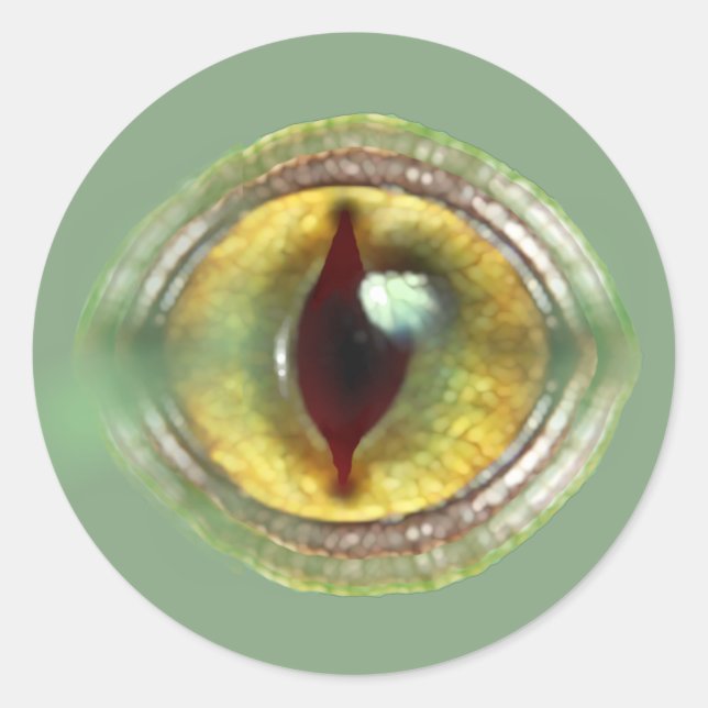 Scary Lizard Reptile Dragon Dinosaur Monster Eye Classic Round Sticker (Front)