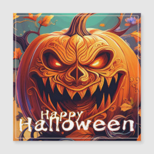 Scary Looking Orange Pumpkin with Face, Halloween