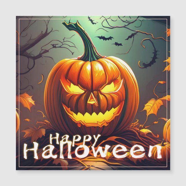 Scary Looking Orange Pumpkin with Face, Halloween (Front)