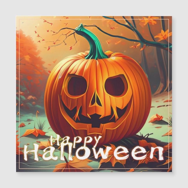 Scary Looking Orange Pumpkin with Face, Halloween (Front)