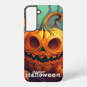 Scary Looking Orange Pumpkin with Face, Halloween Samsung Galaxy Case