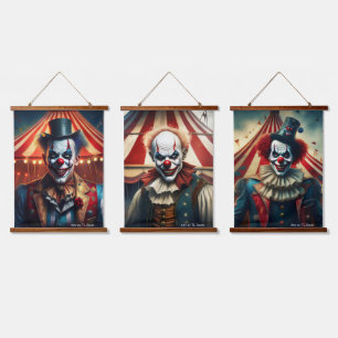 Scary Male Clowns Wall Scroll Set Hanging Tapestry
