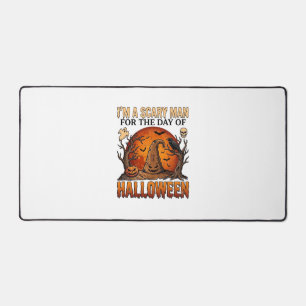 Scary Man Halloween Witch Hat Blood Moon Pumpkin_1 Desk Mat