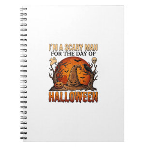Scary Man Halloween Witch Hat Blood Moon Pumpkin_1 Notebook