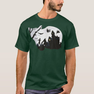 Scary Mansion House Haunted With Werewolf Zombie W T-Shirt
