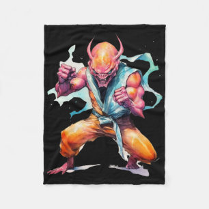 Scary Martial Arts Fighter Karate Boxer Comt Kung Fleece Blanket