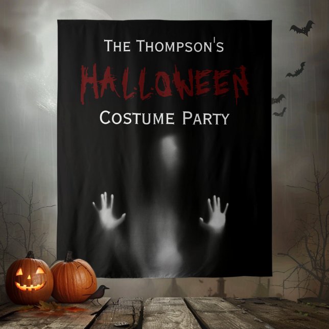 Scary Modern Bloody Halloween Party Black Backdrop Tapestry (Creator Uploaded)