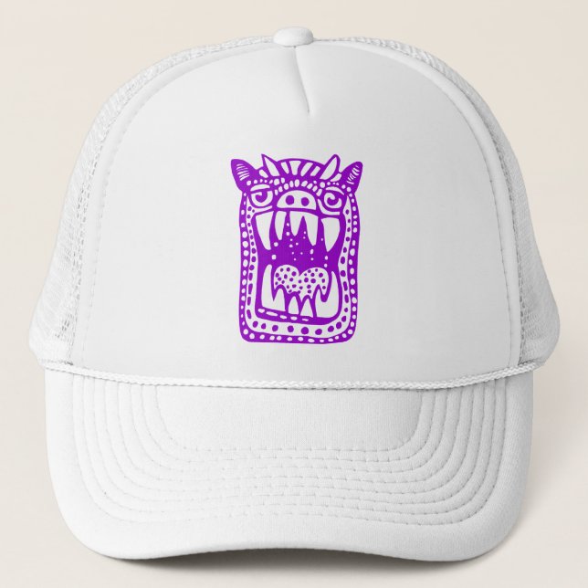 Scary Monster - Purple Trucker Hat (Front)