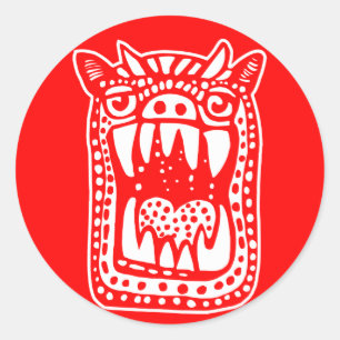 Scary Monster - Red Classic Round Sticker