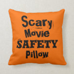 Scary Movie Safety Grade A Cotton Pillow 16x16<br><div class="desc">Makes a perfect gift for the person who gets scared during a movie,  a great addition to a movie or living room. Other colours and styles available in my store.</div>
