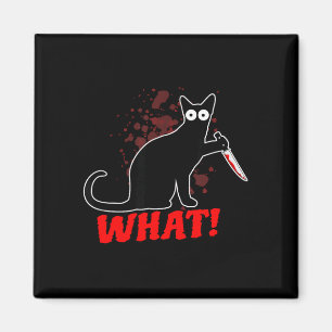 Scary murderous cat with knife cat what_ halloween magnet