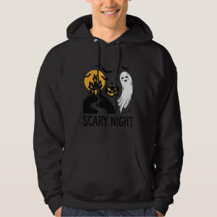 Scary Night Halloween Haunted House Ghost Design_1 Hoodie