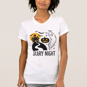 Scary Night Halloween Haunted House Ghost Design_1 T-Shirt