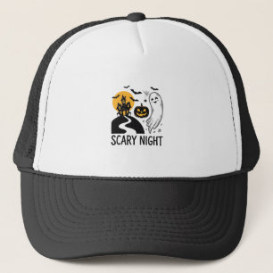 Scary Night Halloween Haunted House Ghost Design_1 Trucker Hat