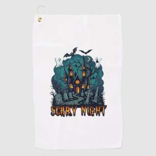 Scary Night Haunted House Ghosts Cemetery Golf Towel