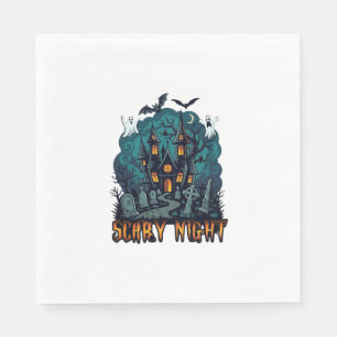 Scary Night Haunted House Ghosts Cemetery Napkin