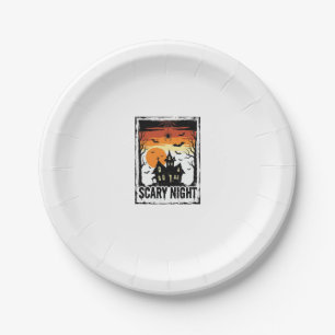Scary Night Haunted House Vintage Halloween Shirt_ Paper Plate