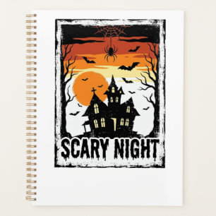 Scary Night Haunted House Vintage Halloween Shirt_ Planner