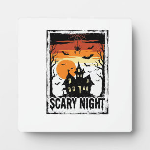 Scary Night Haunted House Vintage Halloween Shirt_ Plaque