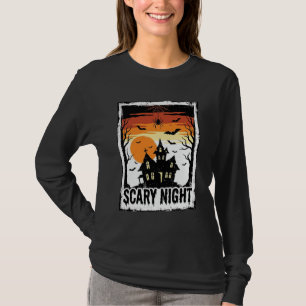 Scary Night Haunted House Vintage Halloween Shirt_ T-Shirt