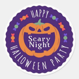 Scary Night Jack-O-Lantern Classic Round Sticker