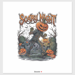 Scary Night Pumpkin Head Monster Lantern Graveyard