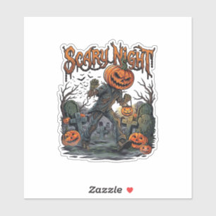 Scary Night Pumpkin Head Monster Lantern Graveyard