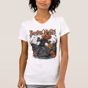 Scary Night Pumpkin Head Monster Lantern Graveyard T-Shirt