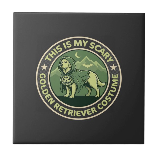 Scary Night Raven Apple Spooky Haunted Castle Hall Ceramic Tile (Front)
