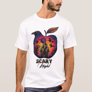 Scary Night Raven Apple Spooky Haunted Castle Hall T-Shirt