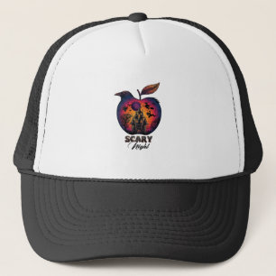 Scary Night Raven Apple Spooky Haunted Castle Hall Trucker Hat