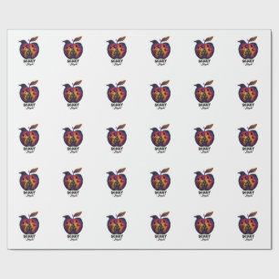 Scary Night Raven Apple Spooky Haunted Castle Hall Wrapping Paper