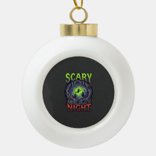 Scary Night Witches Bat Cave Neon Vortex Skeletons Ceramic Ball Christmas Ornament